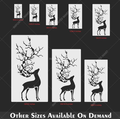 Tree Antler Deer Stencil for Wall, Wood & Fabric Art – Forest Nature Design – ID# 648