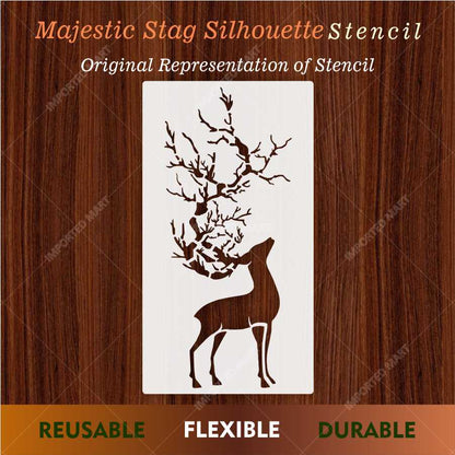 Tree Antler Deer Stencil for Wall, Wood & Fabric Art – Forest Nature Design – ID# 648