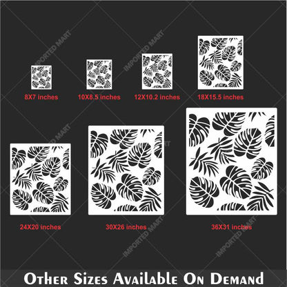 Tropical Leaf Cluster Stencil for Wall, Furniture & Fabric Art – Monstera & Palm Design – ID# 649
