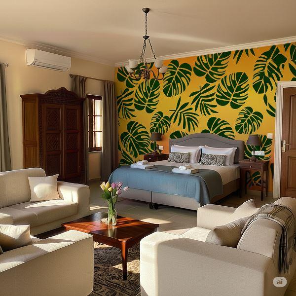 Tropical Leaf Cluster Stencil for Wall, Furniture & Fabric Art – Monstera & Palm Design – ID# 649