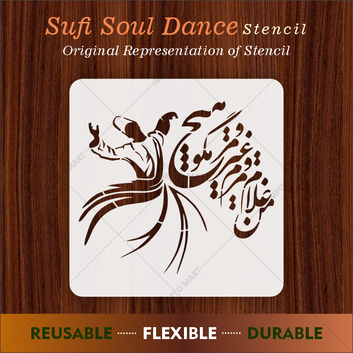 Sama Whirling Sufi Dervish Stencil for Wall & Fabric Art – Sufi Dance Theme ID# 651