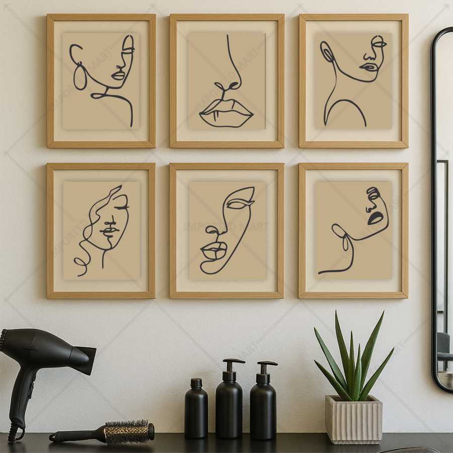 Abstract Face Stencil Bundle for Walls, Canvas & Furniture – Line Art Faces Pack – ID# 655