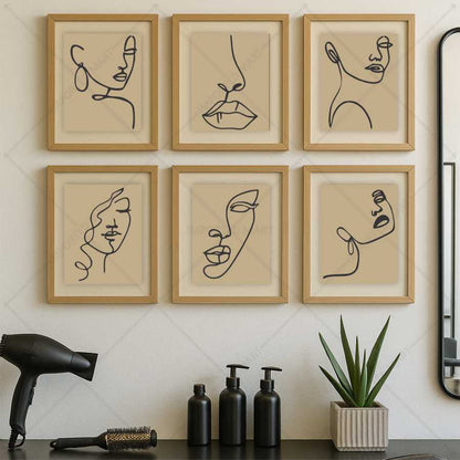 Abstract Face Stencil Bundle for Walls, Canvas & Furniture – Line Art Faces Pack – ID# 655