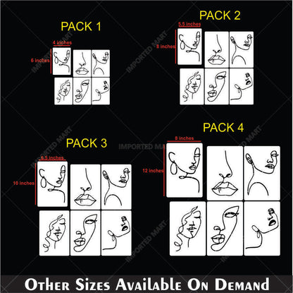Abstract Face Stencil Bundle for Walls, Canvas & Furniture – Line Art Faces Pack – ID# 655