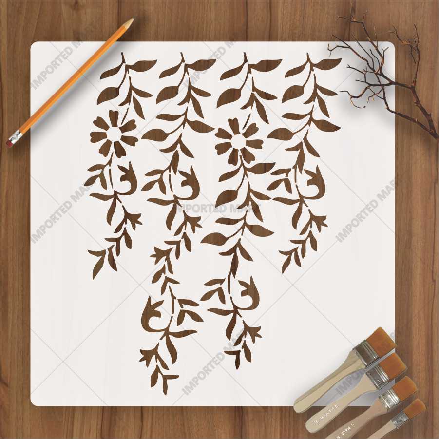Hanging Floral Vines with Leaf Stencil – Botanical Wall Art Design ID#656 – ID# 172