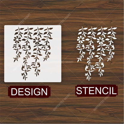 Hanging Floral Vines with Leaf Stencil – Botanical Wall Art Design ID#656 – ID# 172