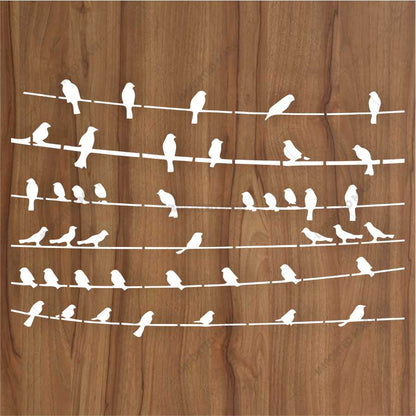 Birds Sitting Stencil for Wall, Wood & Fabric Art – Flying Bird Line Design – ID# 658