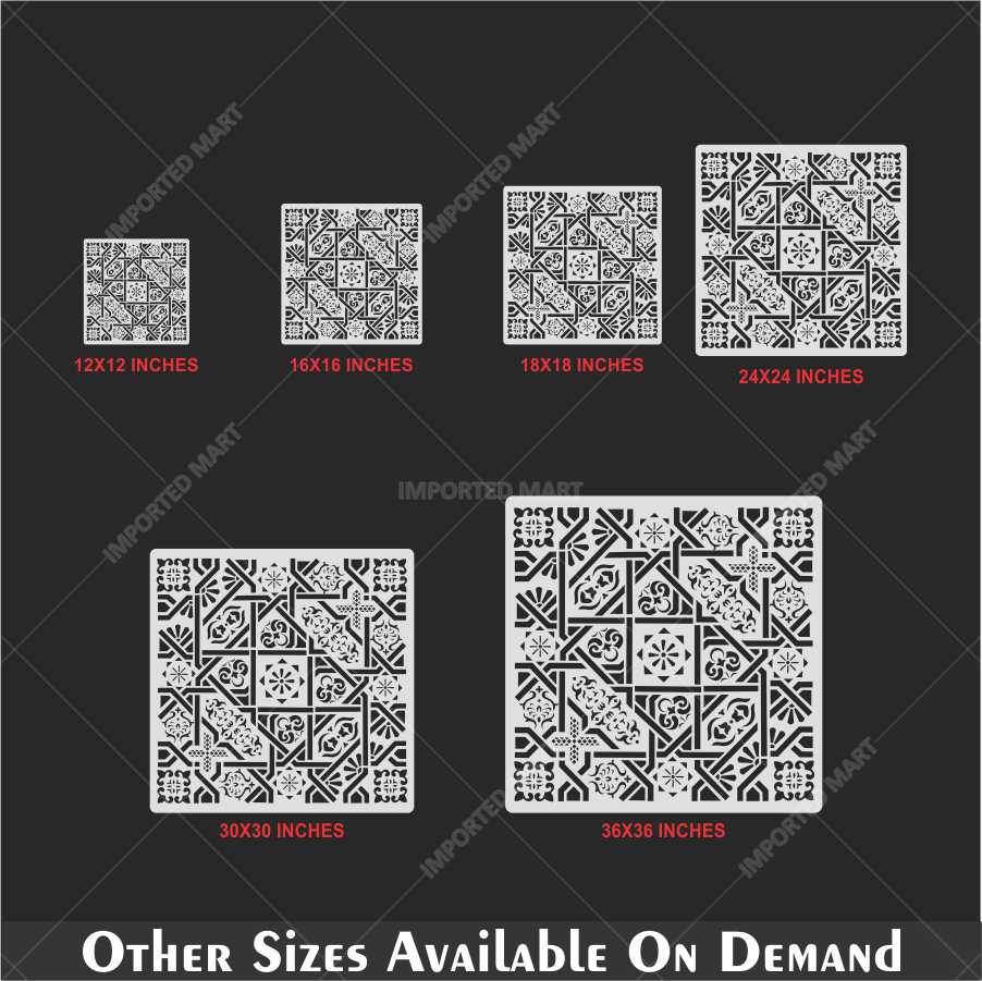 Geometric Tile Stencil for Wall, Floor & Furniture – Moroccan Square Pattern – ID# 659
