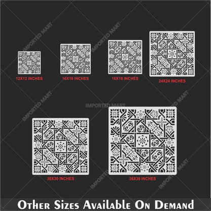 Geometric Tile Stencil for Wall, Floor & Furniture – Moroccan Square Pattern – ID# 659