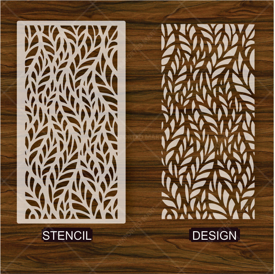Flowing Botanical Leaf Stencil for Wall, Furniture & Fabric Art – Organic Nature Design – ID# 660