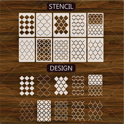 10 Pcs Ultimate Moroccan Stencils Design Pack for Cake , Wall, Fabric,  Canvas & Furniture painting  ID# 661