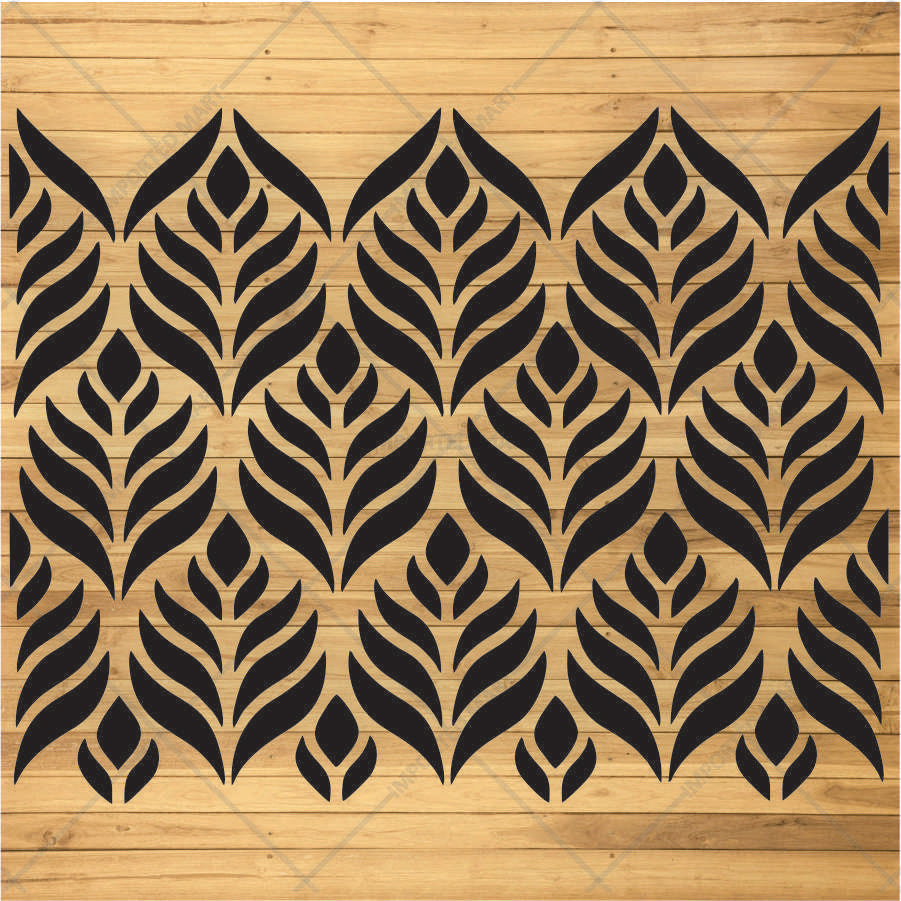 Modern Teardrop Leaf Stencil for Wall, Wood & Fabric – Bold Botanical Pattern – ID# 146