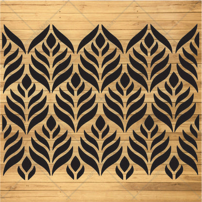 Modern Teardrop Leaf Stencil for Wall, Wood & Fabric – Bold Botanical Pattern – ID# 146