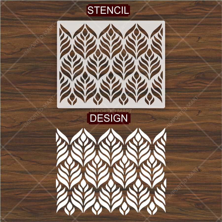 Modern Geometric Leaf Stencil for Wall, Furniture & Fabric Décor – Bold Botanical Pattern – ID# 662