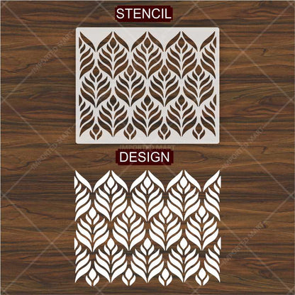 Modern Geometric Leaf Stencil for Wall, Furniture & Fabric Décor – Bold Botanical Pattern – ID# 662
