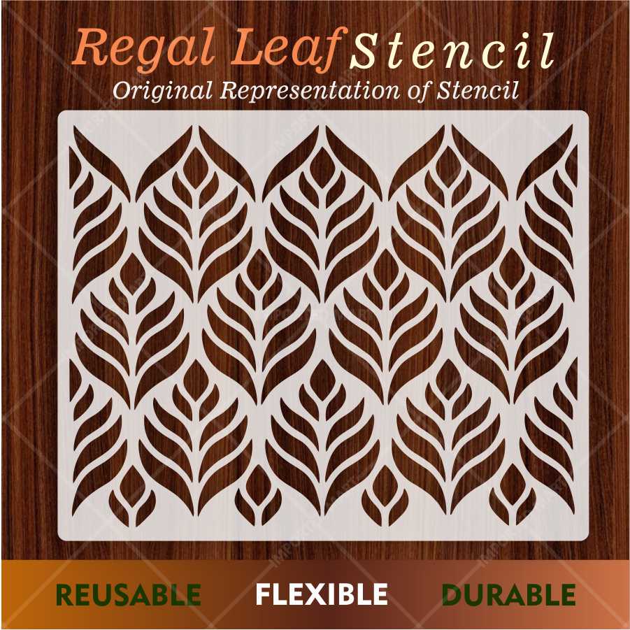 Modern Geometric Leaf Stencil for Wall, Furniture & Fabric Décor – Bold Botanical Pattern – ID# 662