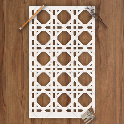 Geometric Grid Lattice Stencil for Wall, Wood & Decor – Reusable Islamic-Inspired Pattern – ID# 145