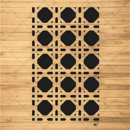Geometric Lattice Pattern Stencil for Wall, Wood & Fabric Art – Modern Octagon Grid Design – ID# 130