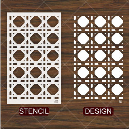 Geometric Lattice Pattern Stencil for Wall, Wood & Fabric Art – Modern Octagon Grid Design – ID# 130