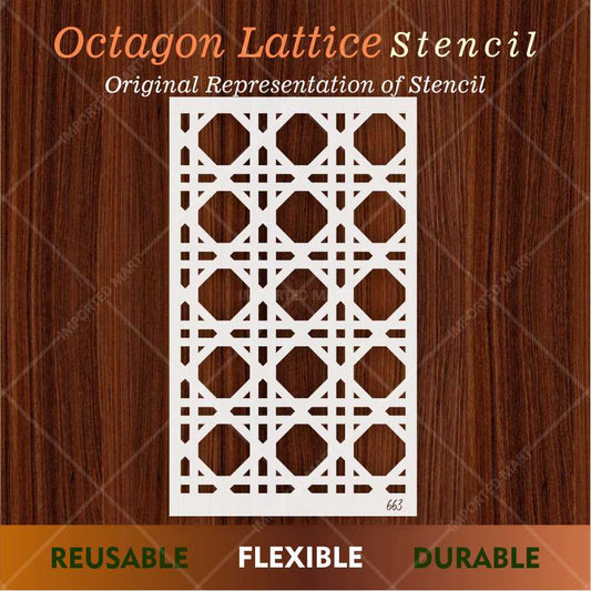 Geometric Grid Lattice Stencil for Wall, Wood & Decor – Reusable Islamic-Inspired Pattern – ID# 663