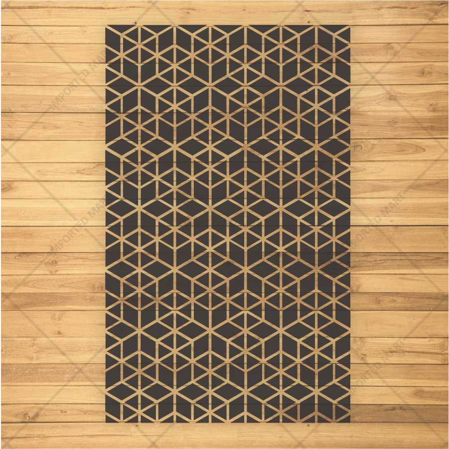 Geometric Cube Pattern Stencil for Wall, Floor & Wood Art – 3D Illusion Design – ID# 161