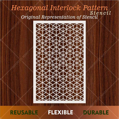 Geometric Cube Pattern Stencil for Wall, Floor & Wood Art – 3D Illusion Design – ID# 664