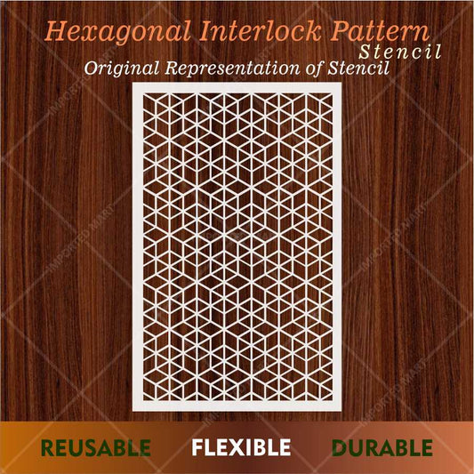 Geometric Cube Pattern Stencil for Wall, Floor & Wood Art – 3D Illusion Design – ID# 664