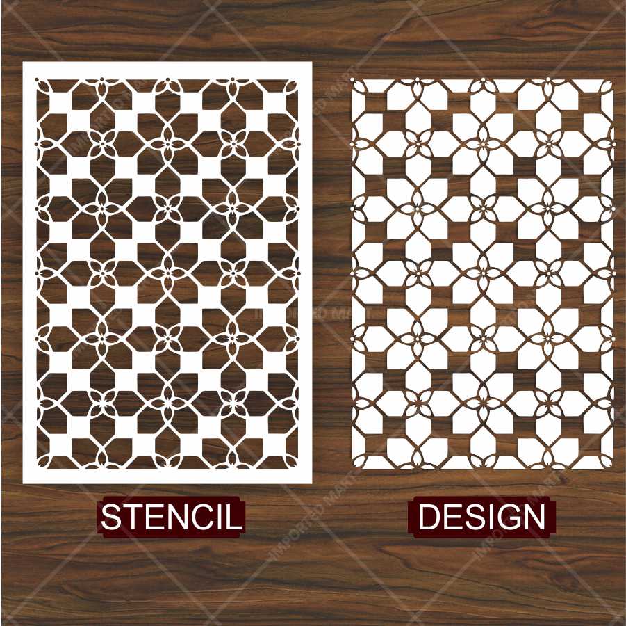 Geometric Cube Pattern Stencil for Wall, Floor & Wood Art – 3D Illusion Design – ID# 160