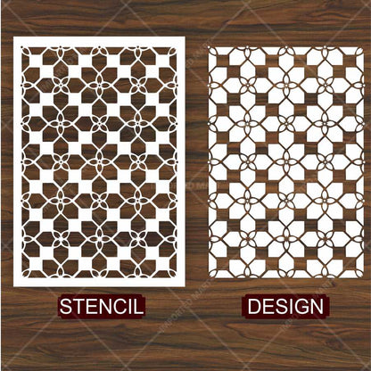 Geometric Cube Pattern Stencil for Wall, Floor & Wood Art – 3D Illusion Design – ID# 160