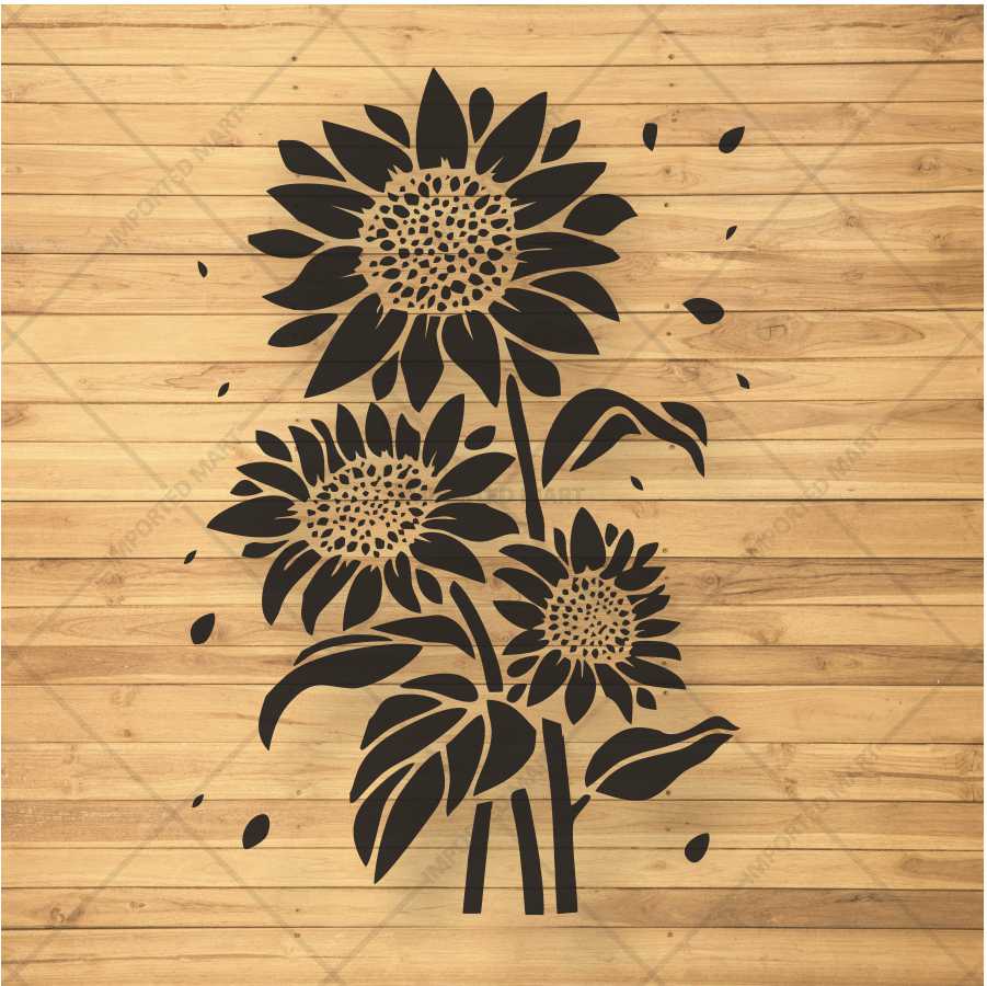 Sunflower Bunch Stencil for Wall, Wood & Fabric Painting – Floral Bloom Design – ID# 159