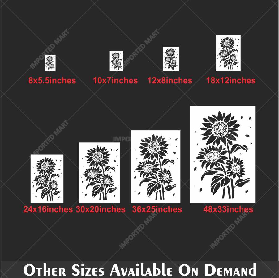 Sunflower Bunch Stencil for Wall, Wood & Fabric Painting – Floral Bloom Design – ID# 159