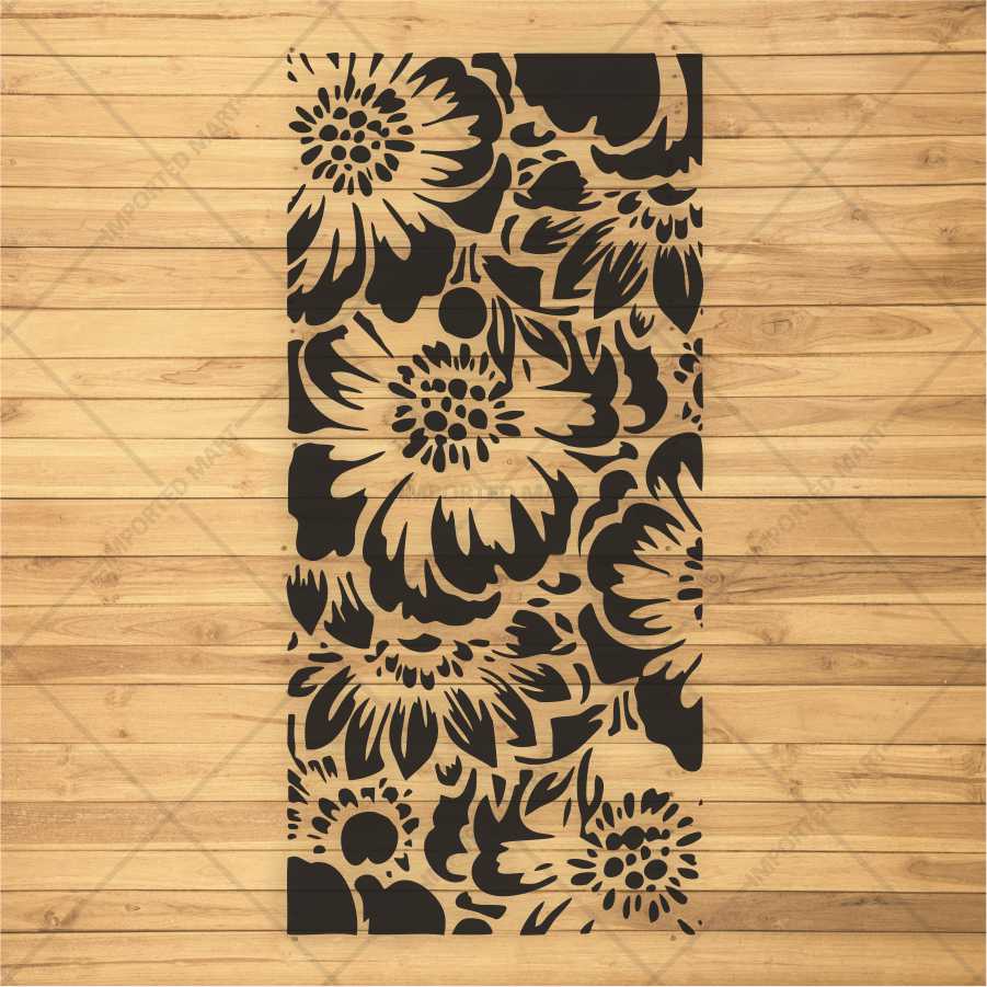 Floral Garden Pattern Stencil for Wall, Fabric & Wood Art – Dense Bloom Design – ID# 158
