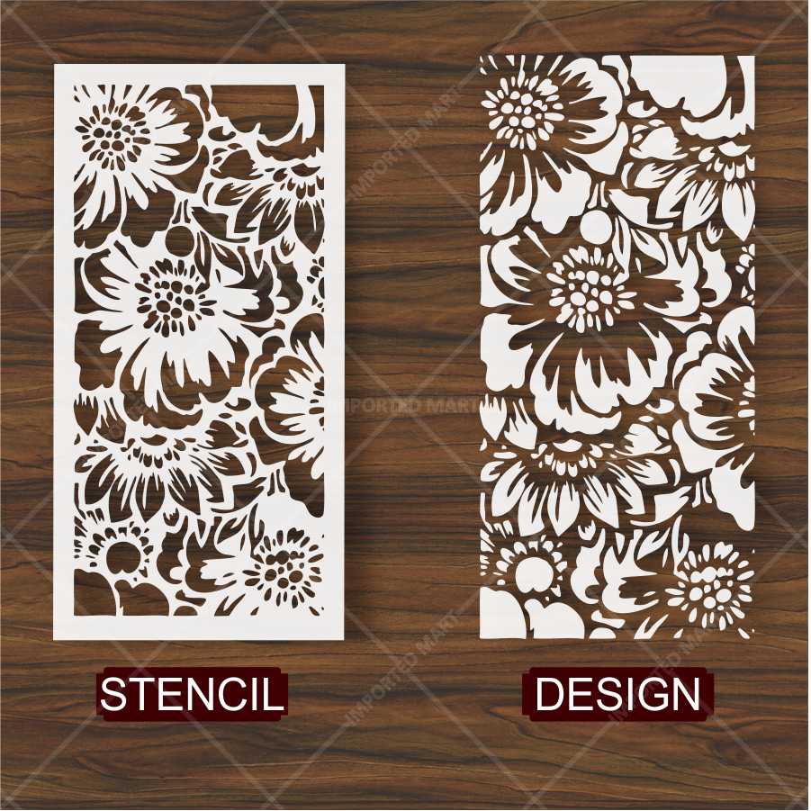 Floral Garden Pattern Stencil for Wall, Fabric & Wood Art – Dense Bloom Design – ID# 158