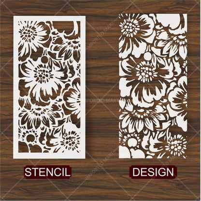 Floral Garden Pattern Stencil for Wall, Fabric & Wood Art – Dense Bloom Design – ID# 158