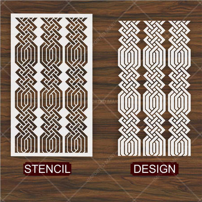 Geometric Knot Stencil for Wall, Wood & Furniture – Modern Lattice Design – ID# 669