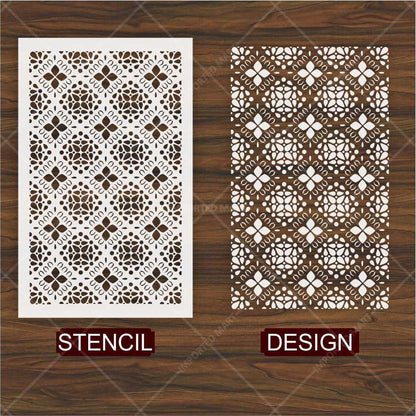 Moroccan Tile Stencil for Wall, Wood & Fabric Art – Boho Floral Pattern – ID# 156