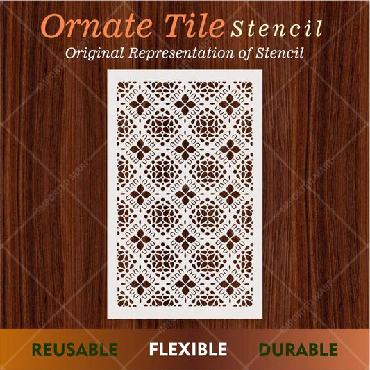 Moroccan Tile Stencil for Wall, Wood & Fabric Art – Boho Floral Pattern – ID# 670