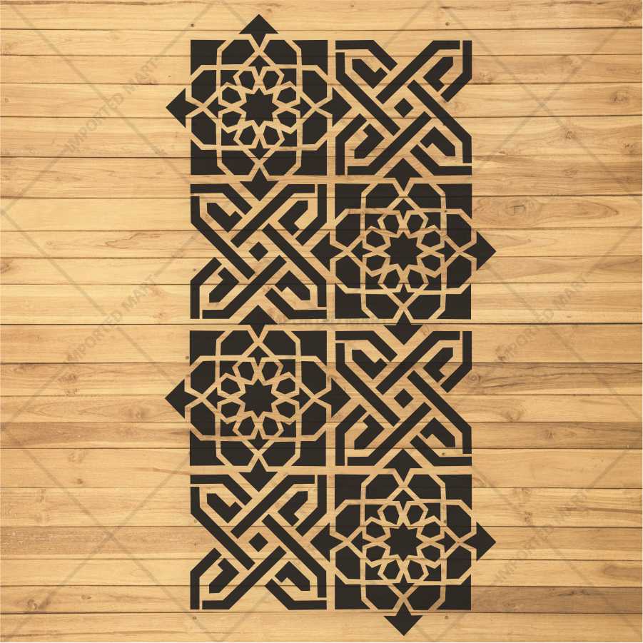 Islamic Geometric Tile Stencil for Wall, Wood & Fabric – Reusable Arabesque Art Design – ID# 155