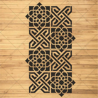 Islamic Geometric Tile Stencil for Wall, Wood & Fabric – Reusable Arabesque Art Design – ID# 155