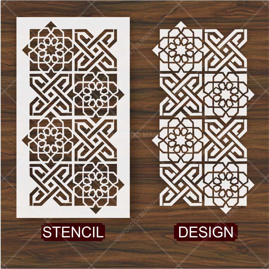 Islamic Geometric Tile Stencil for Wall, Wood & Fabric – Reusable Arabesque Art Design – ID# 155