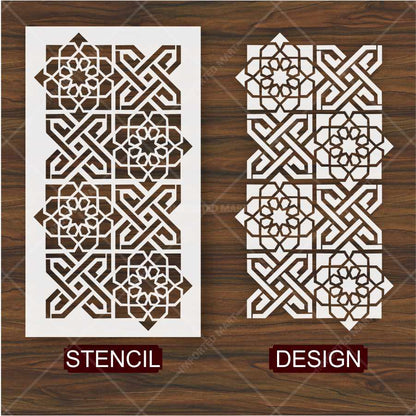 Islamic Geometric Tile Stencil for Wall, Wood & Fabric – Reusable Arabesque Art Design – ID# 155