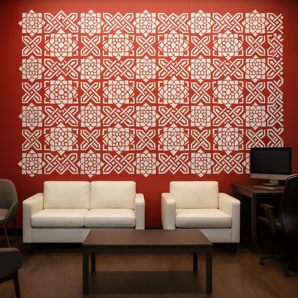Islamic Geometric Tile Stencil for Wall, Wood & Fabric – Reusable Arabesque Art Design – ID# 155