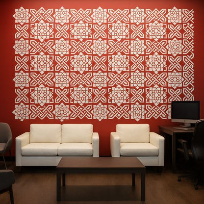 Islamic Geometric Tile Stencil for Wall, Wood & Fabric – Reusable Arabesque Art Design – ID# 155