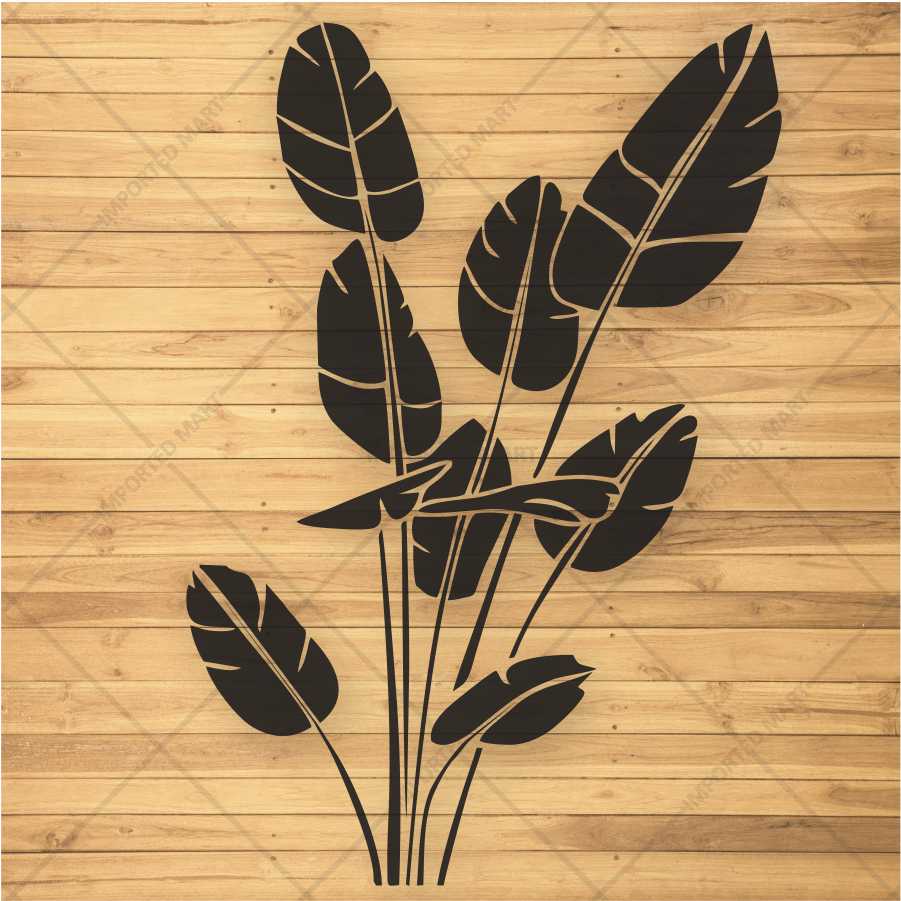Tropical Banana Leaf Stencil for Wall, Wood & Fabric – Large Botanical Palm Design – ID# 154