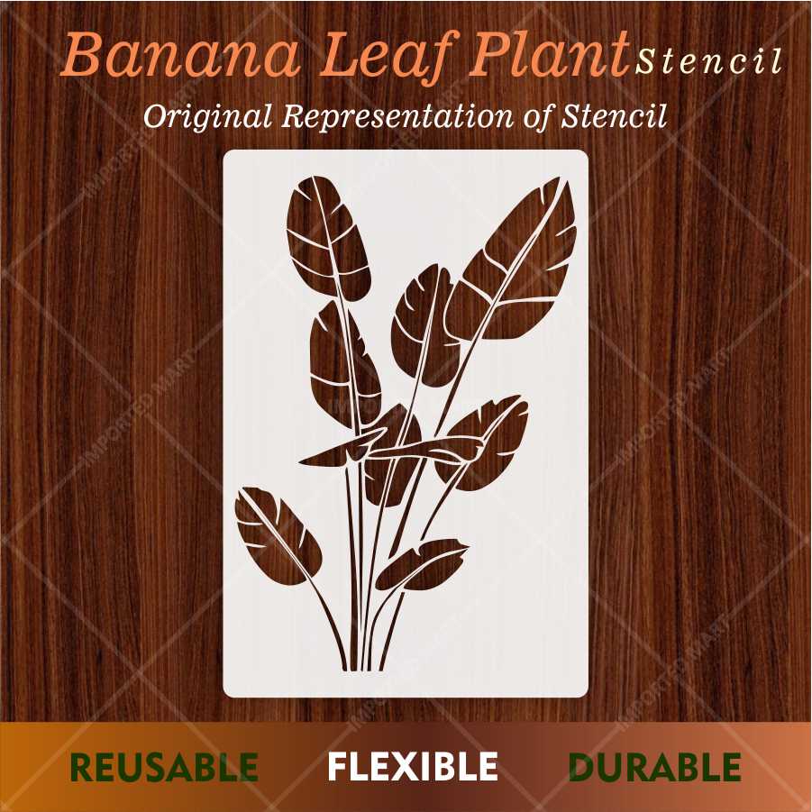 Tropical Banana Leaf Stencil for Wall, Wood & Fabric – Large Botanical Palm Design – ID# 672