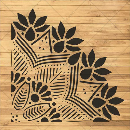 Traditional Floral Corner Motif Stencil for Walls, Fabric & Furniture – ID# 676