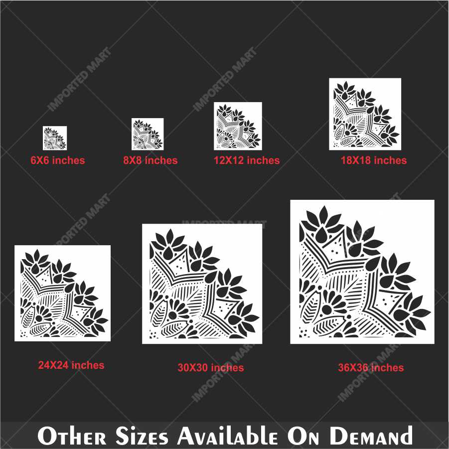 Traditional Floral Corner Motif Stencil for Walls, Fabric & Furniture – ID# 676