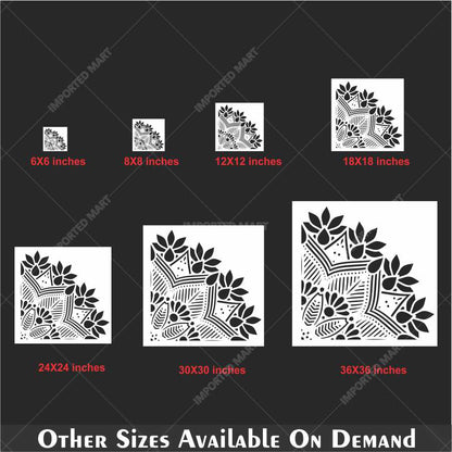 Traditional Floral Corner Motif Stencil for Walls, Fabric & Furniture – ID# 676