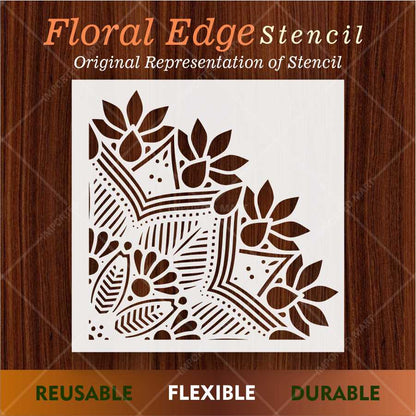 Traditional Floral Corner Motif Stencil for Walls, Fabric & Furniture – ID# 676