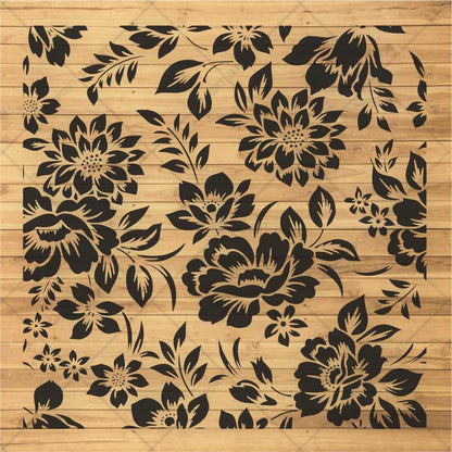 Dense Floral Pattern Stencil for Walls, Fabric & Furniture – Full Surface Repeat Design – ID# 678